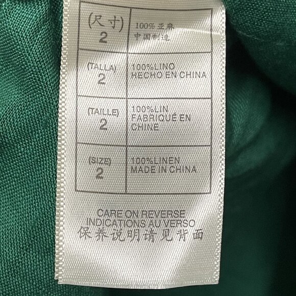 Max Studio Womens Green Sleeveless Linen Dress Geometric Design front Size 2 - Picture 4 of 7